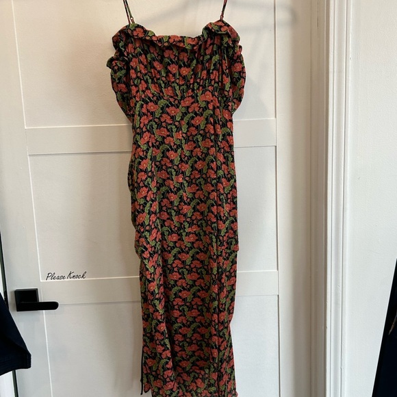 Elliatt Floral Ruched Midi A Line Dress M - Picture 6 of 7